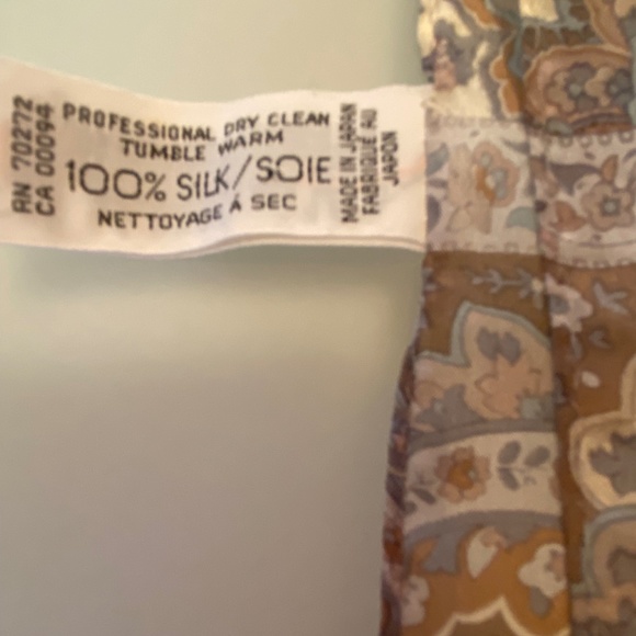 Vintage Liz Claibourne Neutral Paisley Silk Scarf - Picture 2 of 5